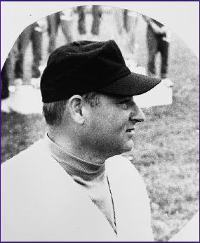 Black and white photo of Bob Hanson on the field