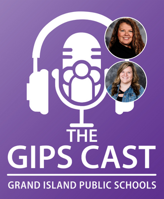  GIPS Cast podcast logo with Mrs. Covarrubias & Mrs. Hespe headshots