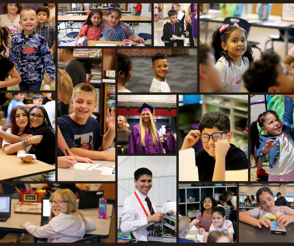 Collage of smiling GIPS students.