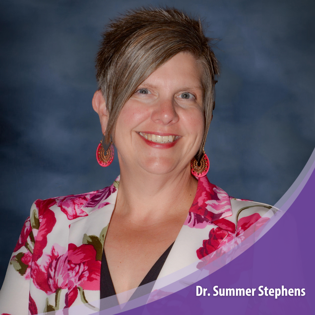 Dr. Summer Stephens headshot with name plate.