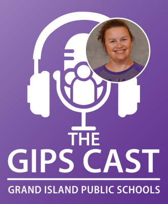  Mrs. Kathryn Zeller's smiling headshot overlayed with the GIPS Cast podcast logo.