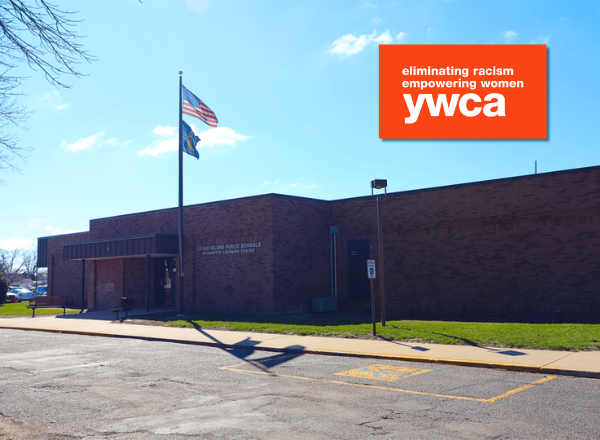 Wyandotte Learning Center front facade with the YWCA logo in the upper right corner